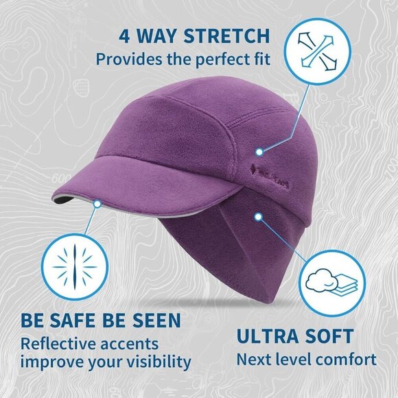 Women\'s Purple Trailblazer Reflective Fleece Ponytail Hole Winter Hats main image 5